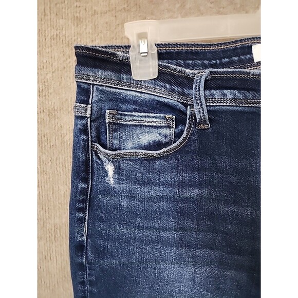 Vervet Cropped Jeans Womens 32 Blue Straight Leg Distressed Stretch - Picture 2 of 8